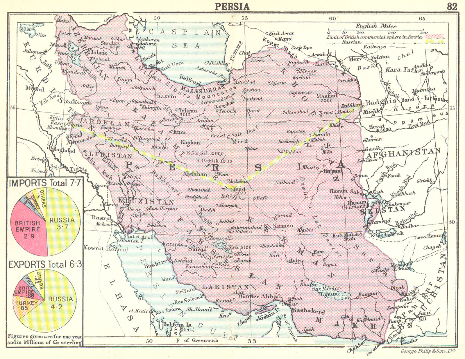 IRAN. Iran; Small map 1912 old antique vintage plan chart